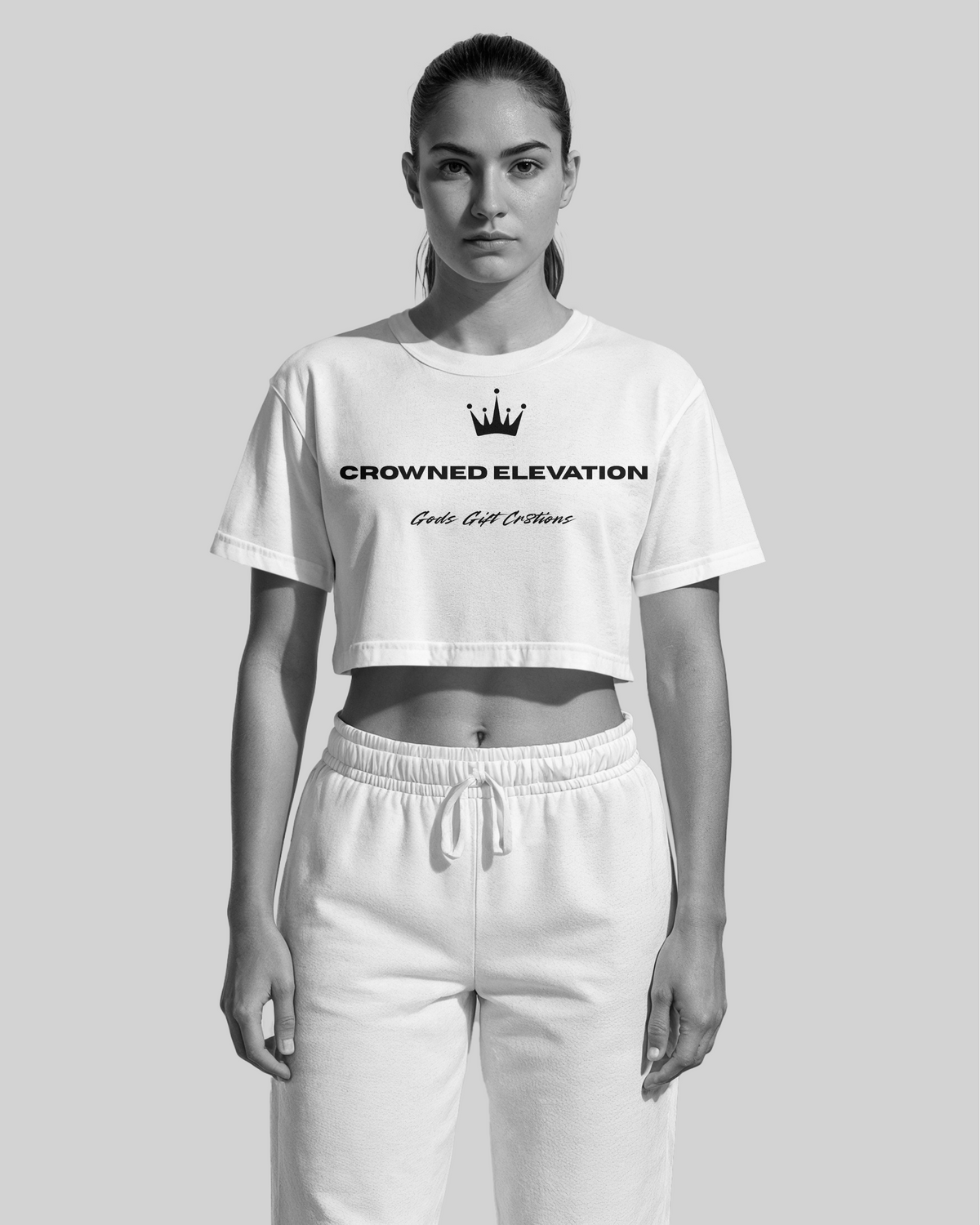 Crowned Culture | Women's White Crop Top Shirt