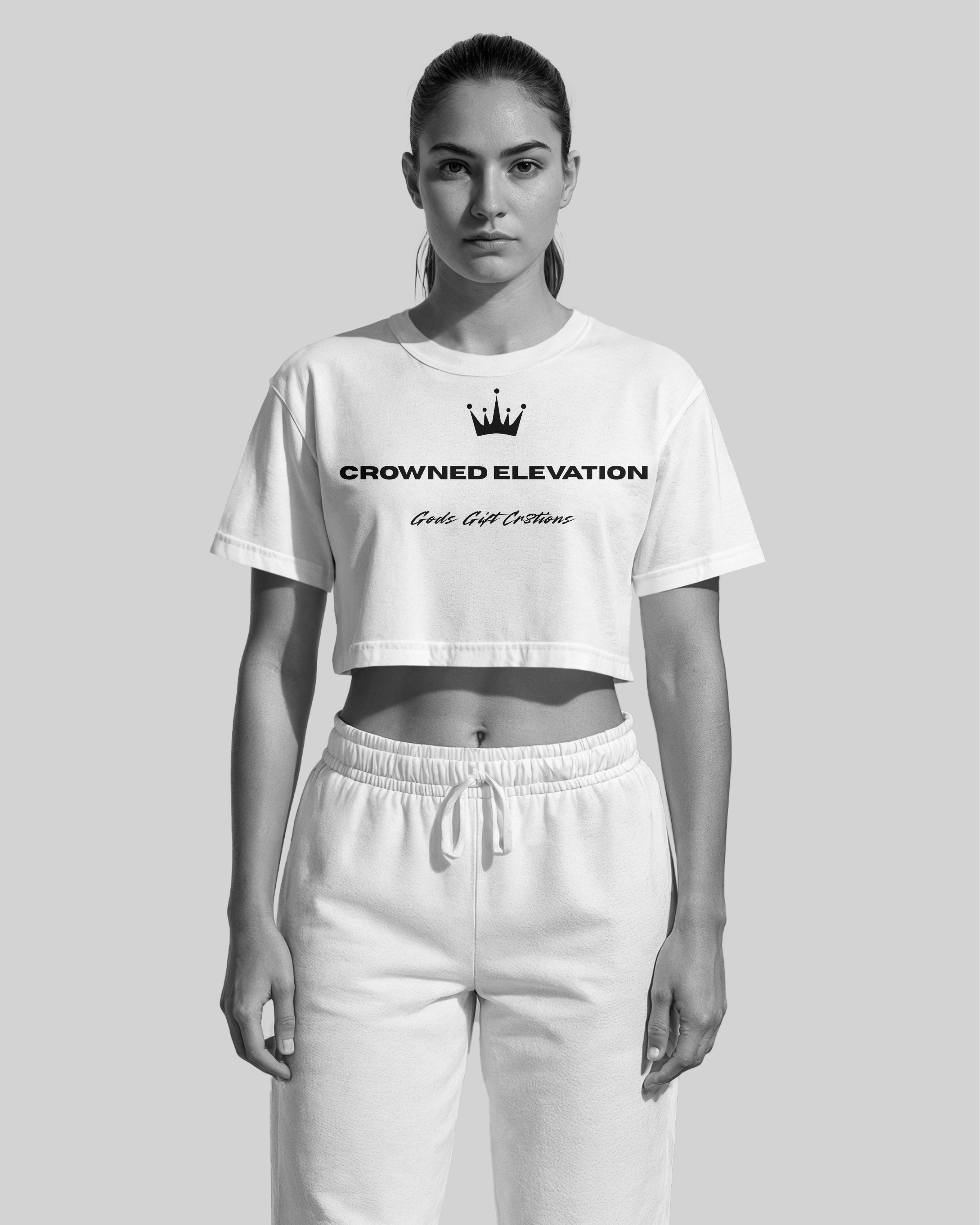 Crowned Culture | Women's White Crop Top Shirt